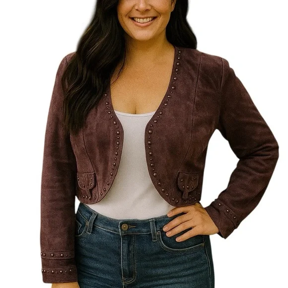 Double D Ranch heavily embellished pocketed, Bolero suede jacket RARE